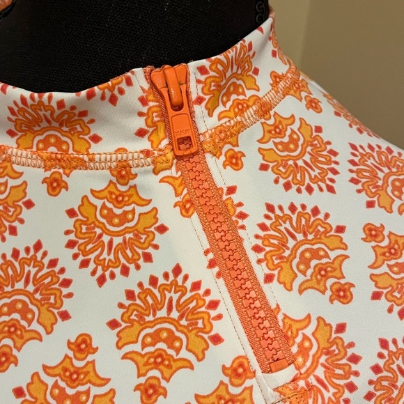 Cabana Life Bondi Beach Zipper Long Sleeve Orange/White Thumb Hole, Small - Picture 2 of 9